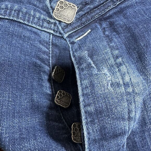 Ron Tomson Logo Graphic Distressed Jeans Men 34x30 Slim Straight Stretch Luxury - Picture 8 of 16